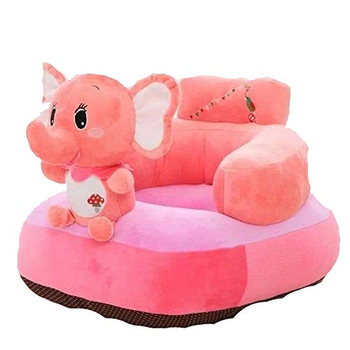 TIB Elephant Shape Baby Soft Plush Cushion Baby Sofa Seat OR Rocking Chair for Kids (Pink, 0 to 4 Years)