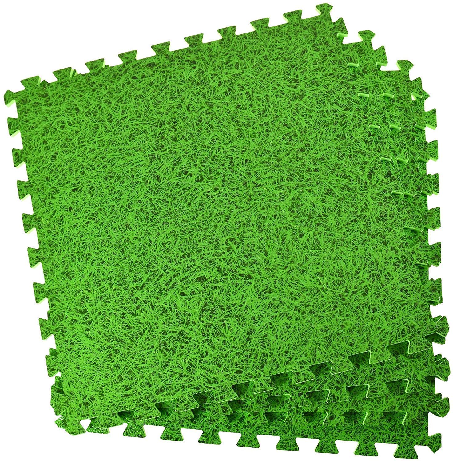 TIB EVA Kid's Puzzle Play Mat with Grass Effect - Set of 4 (60 x 60 x 1 cm, Green)