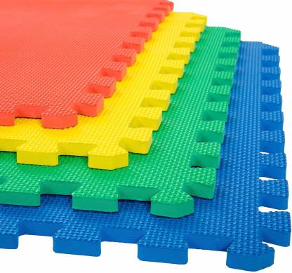 TIB EVA Interlocking Floor Foam Play Mat for Kids (Multicolor, 60 x 60 cm x 10 mm Thick Each Tile) - Set of 4