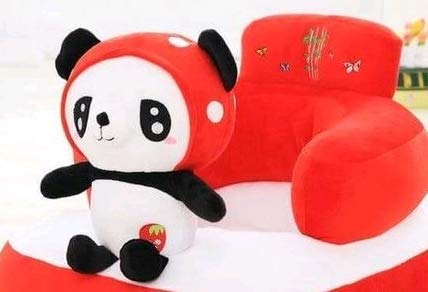 TIB Bear Shape Soft Plush Cushion Baby Sofa Seat or Rocking Chair with Belt for Kids 0.5 to 2 Years (Red Panda)