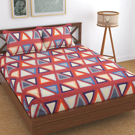 Elastic Fitted King Size Double Bedsheet with Elastic 2 Pillow Covers
