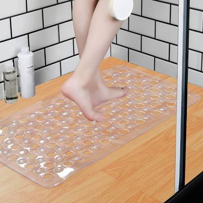 TIB® Nonslip Bathroom Shower Mat/Bathtub Mat Extra Soft Eco Friendly TPE Bath Mat for Kids, Machine Washable (27 L x 15 W Inch), Transparent
