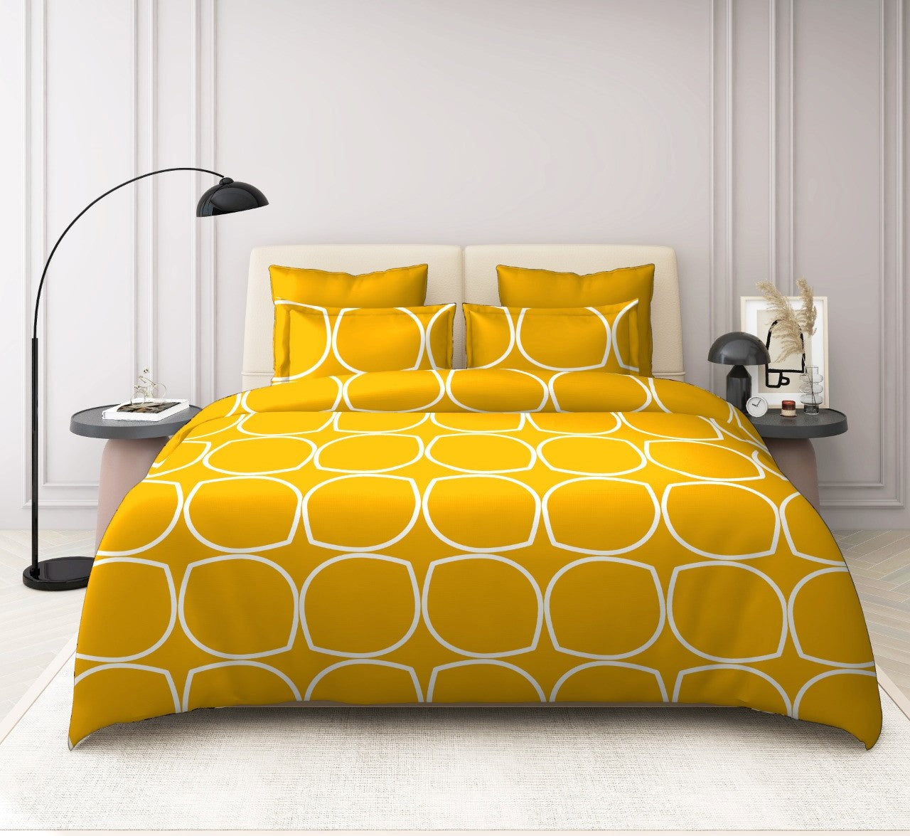 TIB The Intellect Bazaar Cotton Feel Elastic Fitted Bedsheets King Size | King Size Bedsheet & Elastic Fitted with 2 Pillow Covers